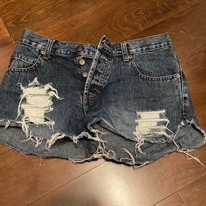 Ripped jean shorts